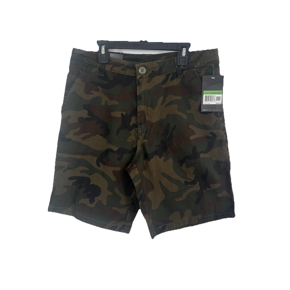 Galaxy By Harvic Men's 30x8 Green Camo Slim-Fit Stretch Chino‎ Shorts NWT NEW